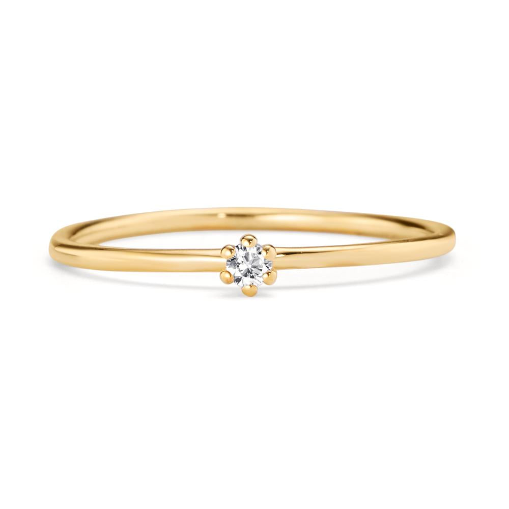 Bague solitaire Or jaune 14K Diamant 0.034 ct, w-si