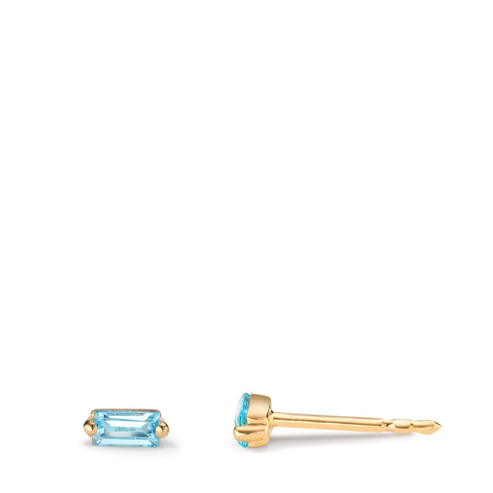 Clous d'oreilles Or jaune 14K Topaze bleu, 0.30 ct, 2 Pierres