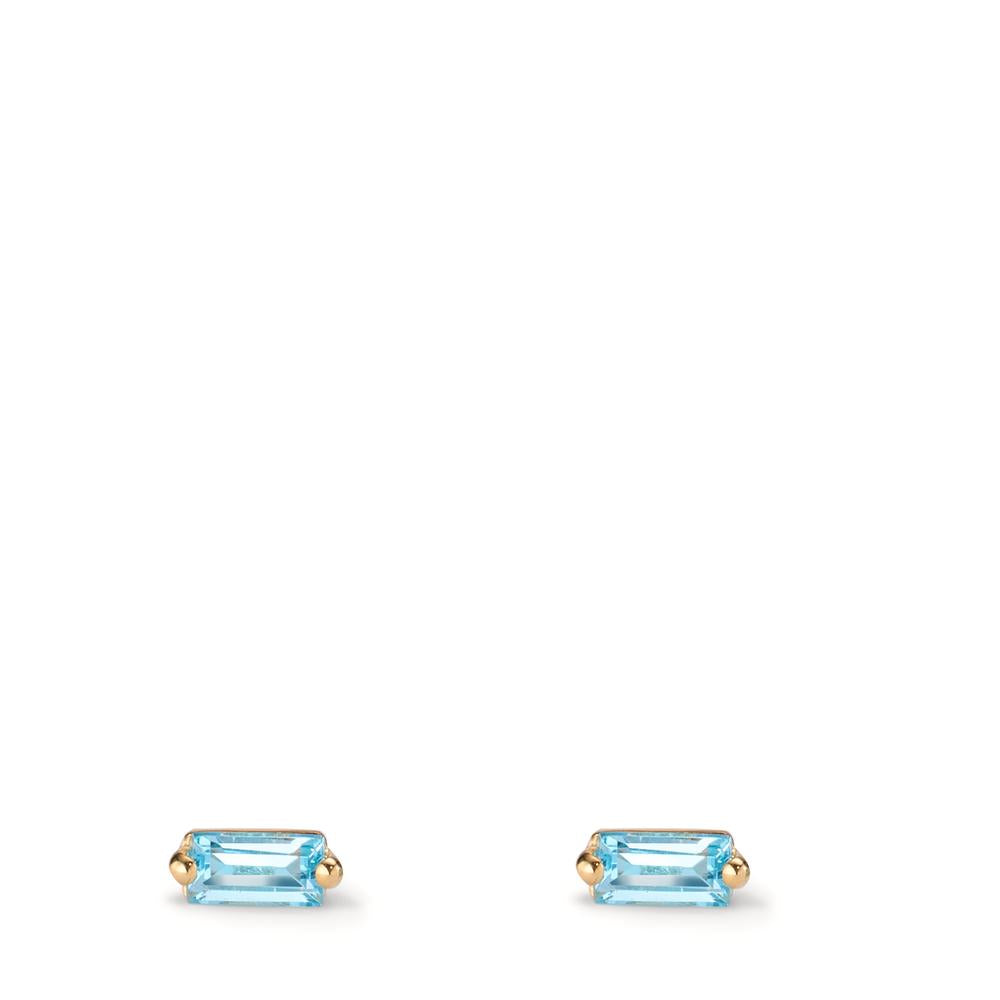 Clous d'oreilles Or jaune 14K Topaze bleu, 0.30 ct, 2 Pierres