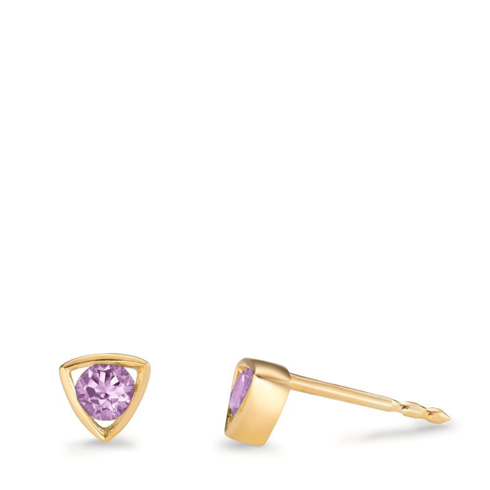 Clous d'oreilles Or jaune 14K Améthyste 0.24 ct, 2 Pierres Ø4.5 mm