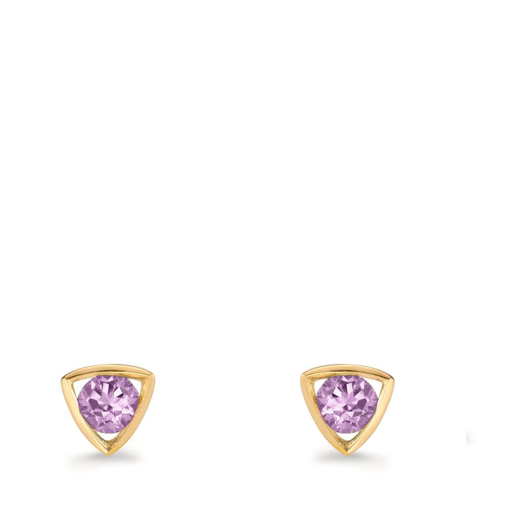 Clous d'oreilles Or jaune 14K Améthyste 0.24 ct, 2 Pierres Ø4.5 mm