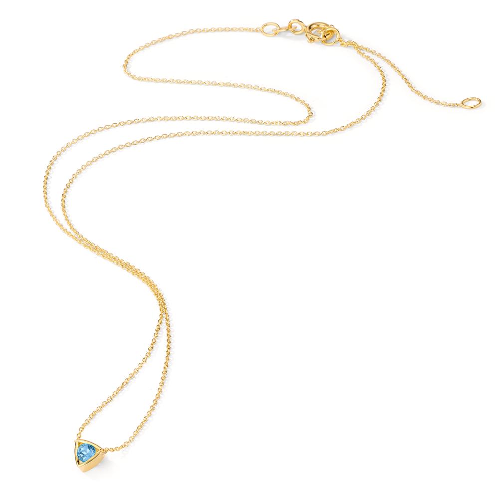 Collier Or jaune 14K Topaze bleu, 0.14 ct 39-42 cm