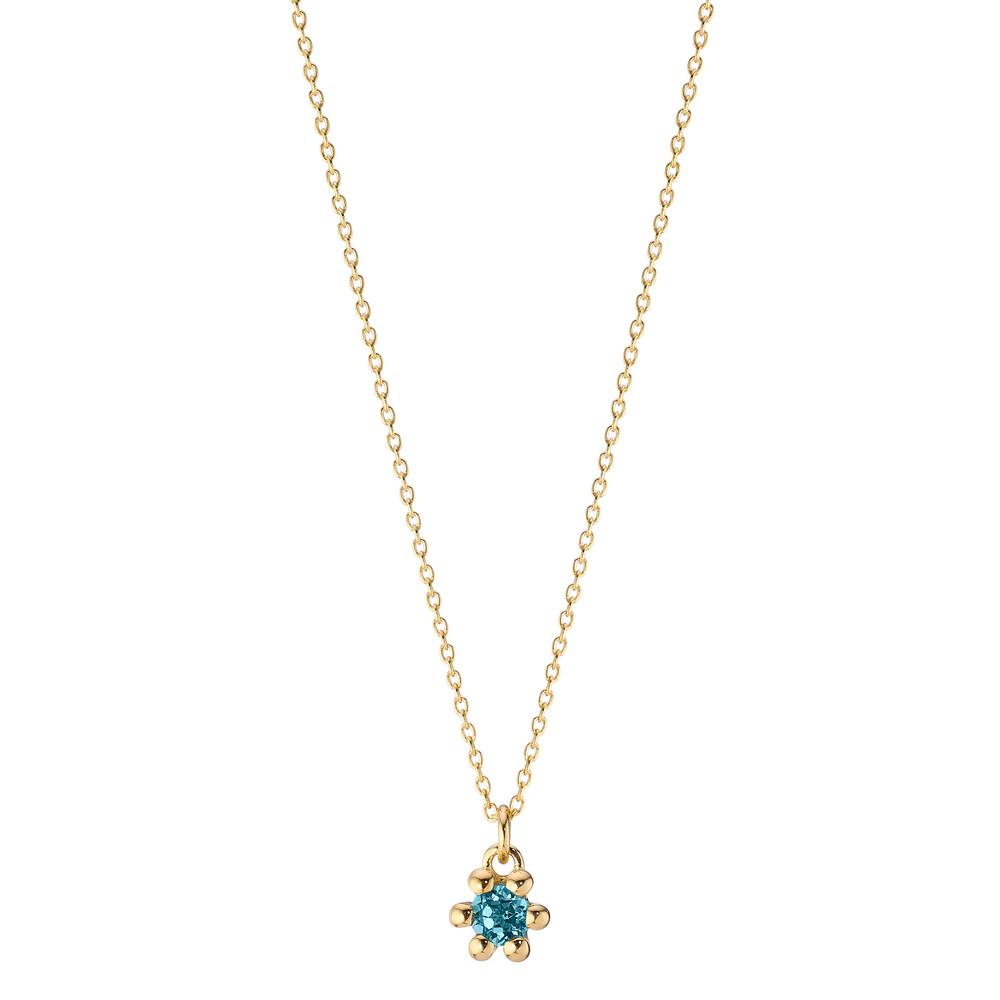 Collier Or jaune 14K Topaze London Blue 0.13 ct 39-42 cm