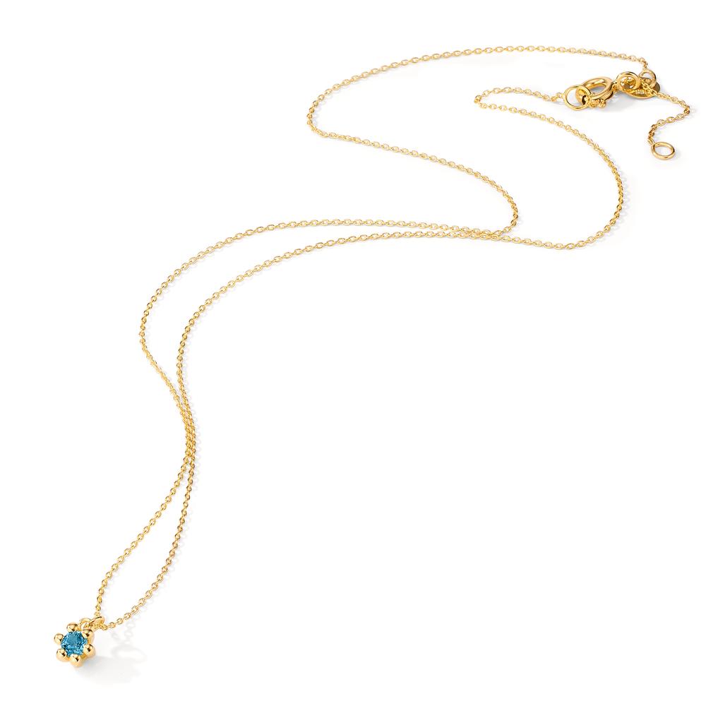 Collana Oro giallo 585/14 kt Topazio azzurro di Londra 0.13 ct 39-42 cm