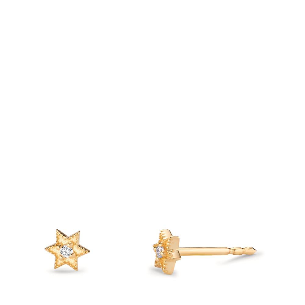 Clous d'oreilles Or jaune 14K Diamant 0.016 ct, 2 Pierres, w-si Étoile Ø4 mm