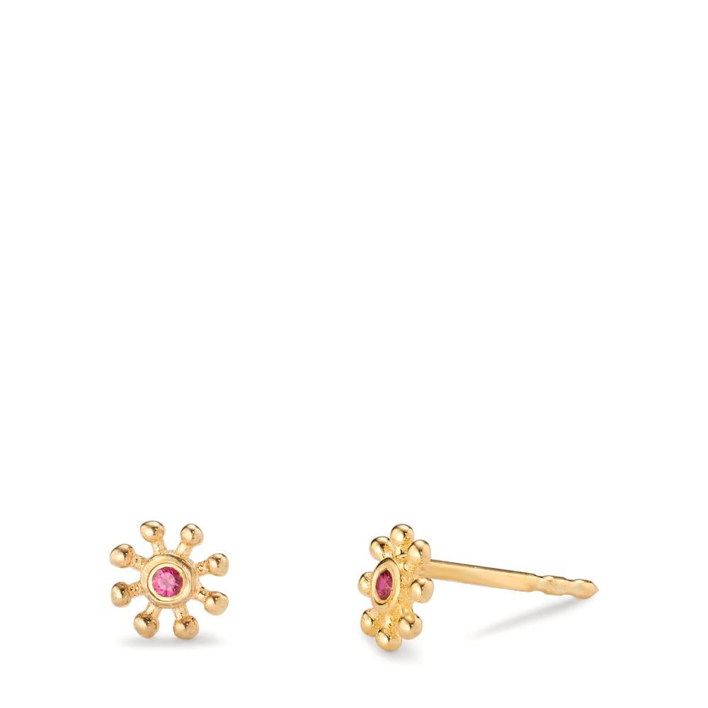 Clous d'oreilles Or jaune 14K Rubis 0.028 ct, 2 Pierres Ø5 mm