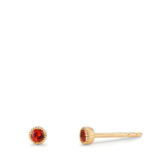 Clous d'oreilles Or jaune 14K Grenat 0.16 ct, 2 Pierres Ø3 mm