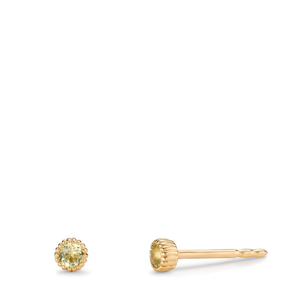 Clous d'oreilles Or jaune 14K Péridot 0.14 ct, 2 Pierres Ø3 mm