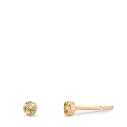 Clous d'oreilles Or jaune 14K Péridot 0.14 ct, 2 Pierres Ø3 mm