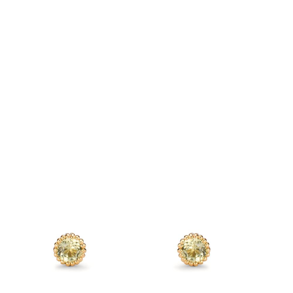 Clous d'oreilles Or jaune 14K Péridot 0.14 ct, 2 Pierres Ø3 mm