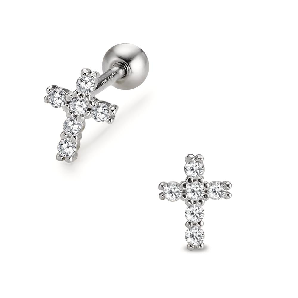 Piercing Argento Zirconia 6 pietra rodiato Croce