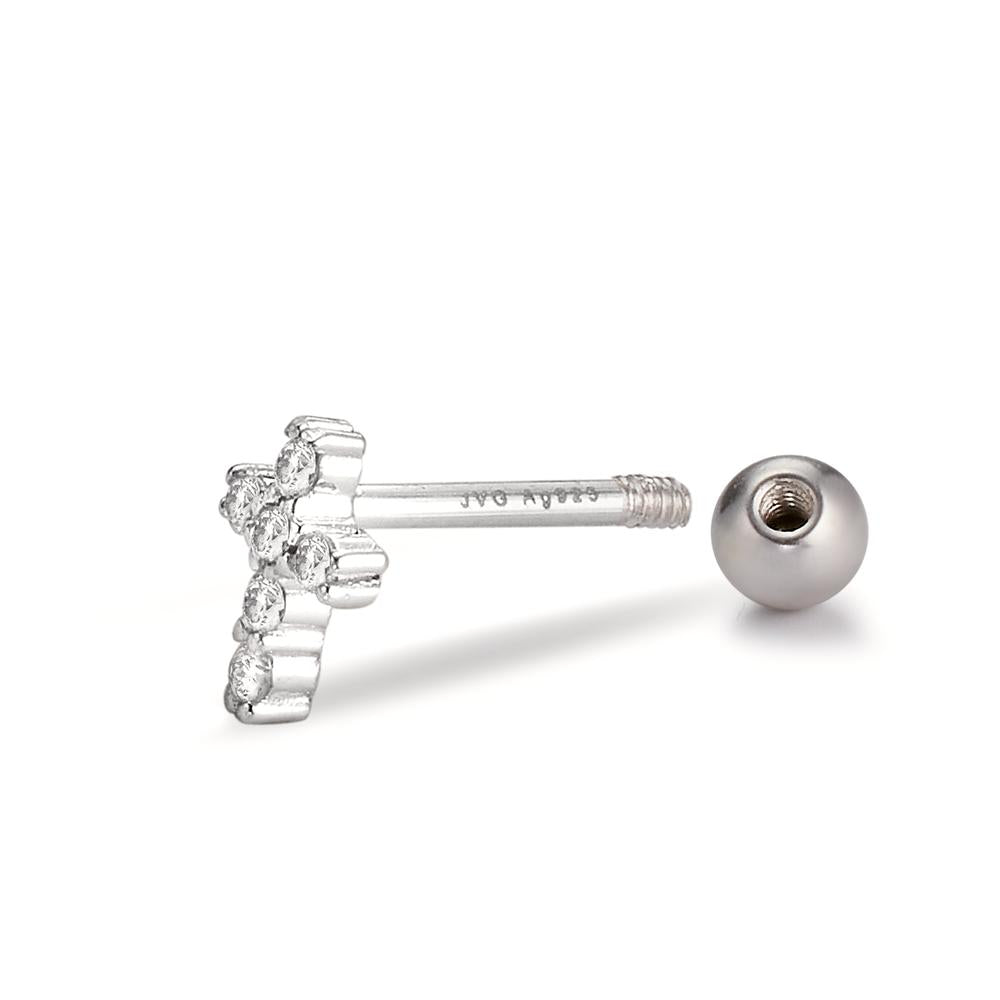 Piercing Argent Zircone 6 Pierres Rhodié Croix