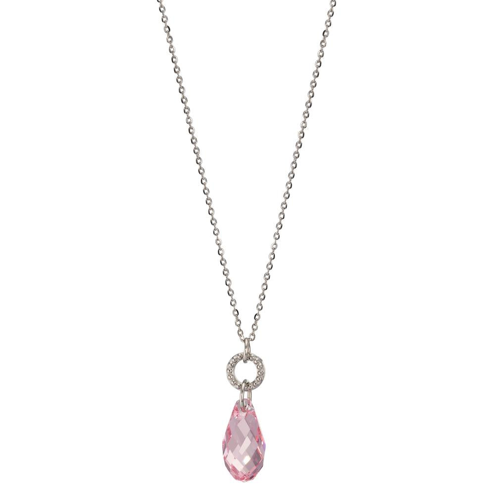 Collier Edelstahl Zirkonia rosa verstellbar