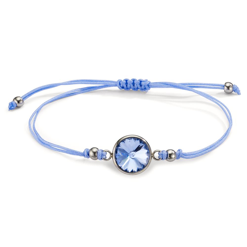 Bracciale Acciaio inossidabile, Tessile Zirconia Azzurro 14-21 cm