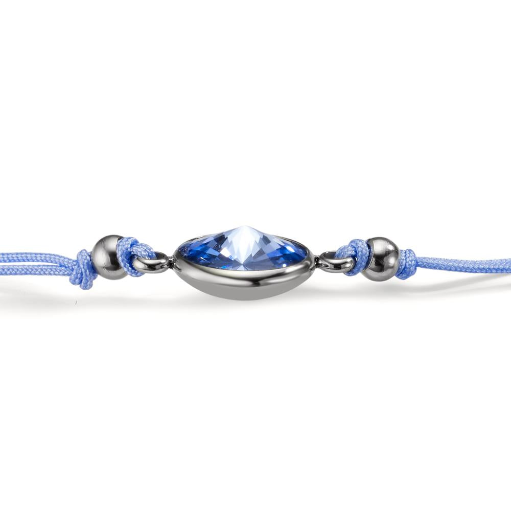 Bracciale Acciaio inossidabile, Tessile Zirconia Azzurro 14-21 cm