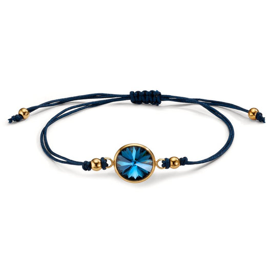 Bracciale Acciaio inossidabile, Tessile Zirconia blu zaffiro giallo rivestimento IP 14-21 cm