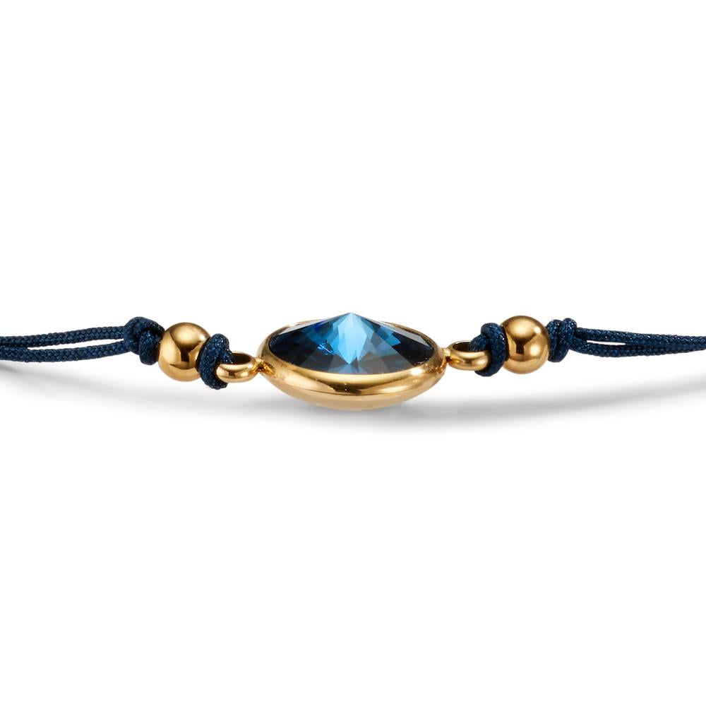 Bracciale Acciaio inossidabile, Tessile Zirconia blu zaffiro giallo rivestimento IP 14-21 cm