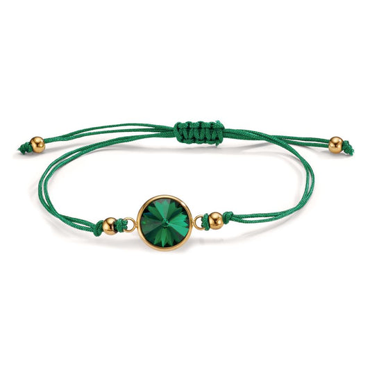 Bracciale Acciaio inossidabile, Tessile Zirconia verde giallo rivestimento IP 14-21 cm