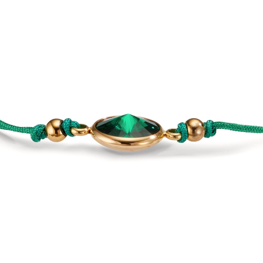 Bracciale Acciaio inossidabile, Tessile Zirconia verde giallo rivestimento IP 14-21 cm