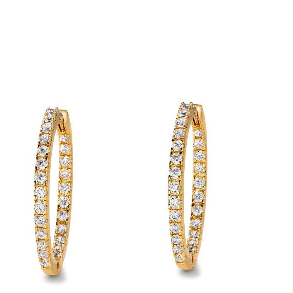 Orecchini circolari Argento Zirconia giallo dorato