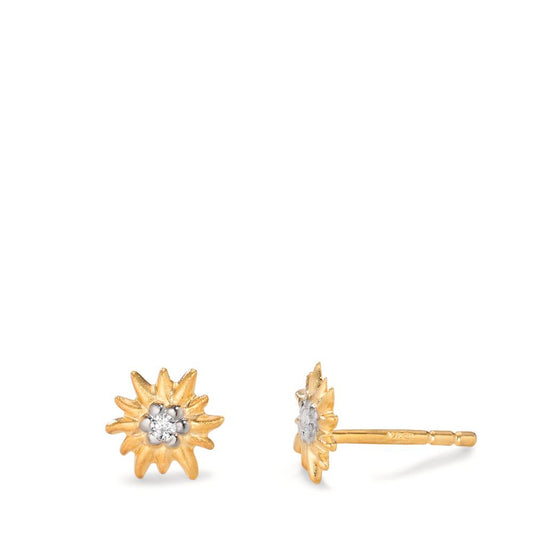 Clous d'oreilles Or jaune 9K Bicolore Edelweiss Ø7 mm