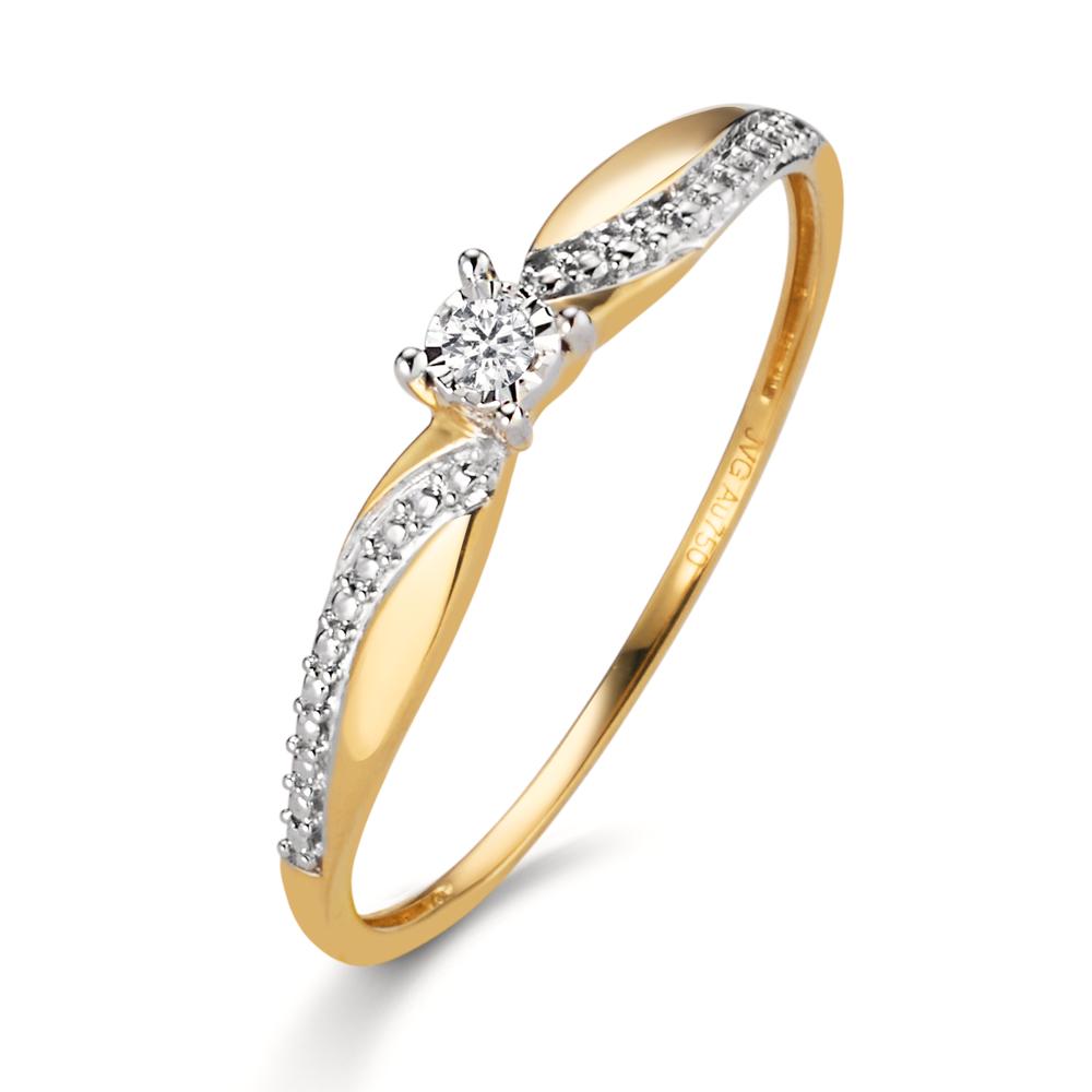 Bague solitaire Or jaune 18K Diamant 0.02 ct, w-si