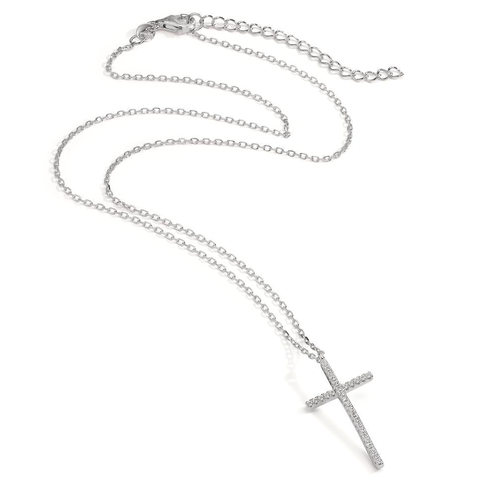 Collier Silber rhodiniert Kreuz verstellbar