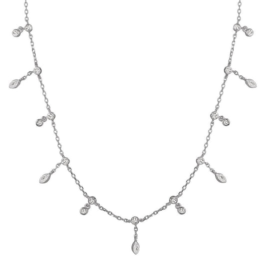 Collana Argento Zirconia 30 pietra rodiato 32-40 cm