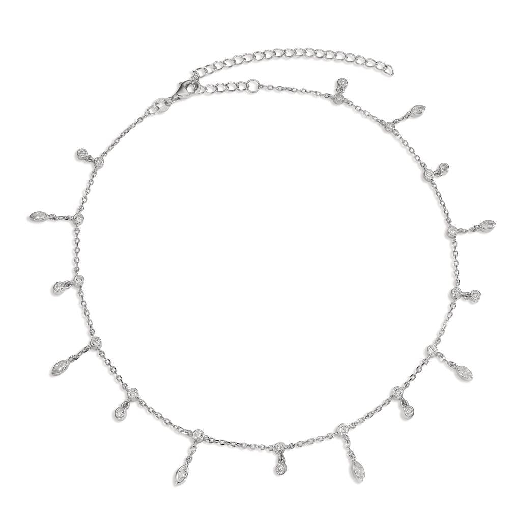 Collana Argento Zirconia 30 pietra rodiato 32-40 cm