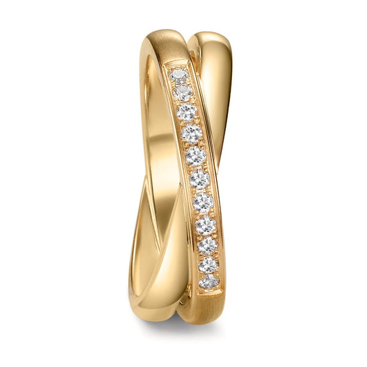 Partnerring 750/18 K Gelbgold Diamant 0.165 ct, 11 Steine, w-si