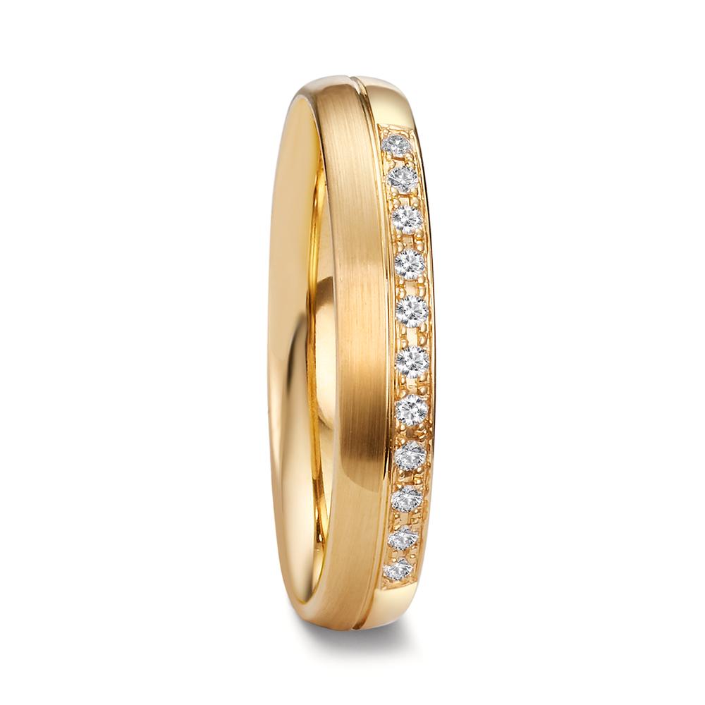 Partnerring 750/18 K Gelbgold Diamant 0.055 ct, 11 Steine, tw-vsi