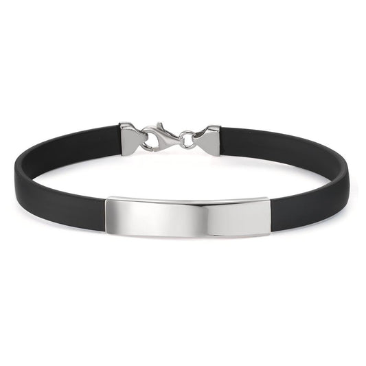 Bracciale con incisione Argento, Gomma rodiato 21 cm