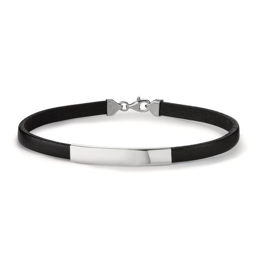 Bracciale con incisione Argento, Pelle rodiato 21 cm