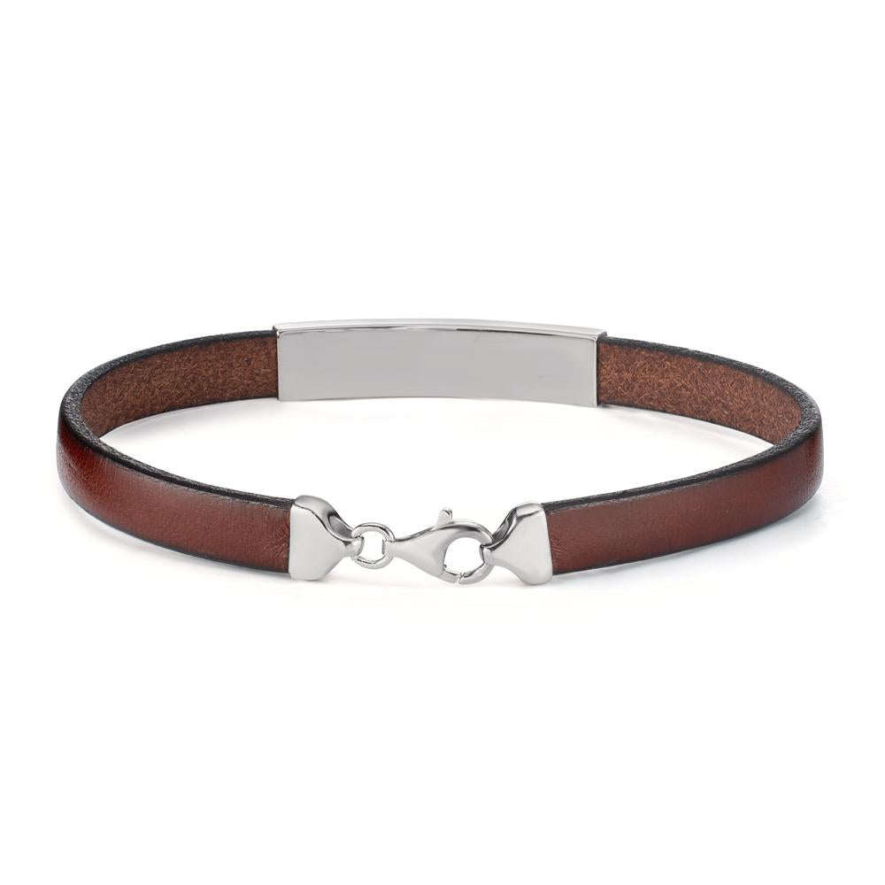 Bracciale con incisione Argento, Pelle rodiato 21 cm