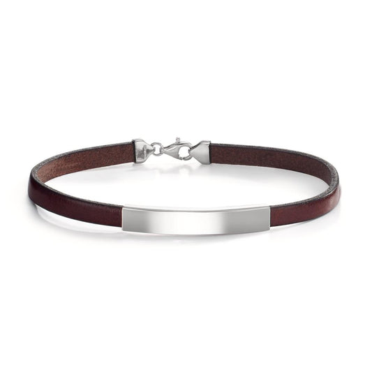 Bracciale con incisione Argento, Pelle rodiato 21 cm