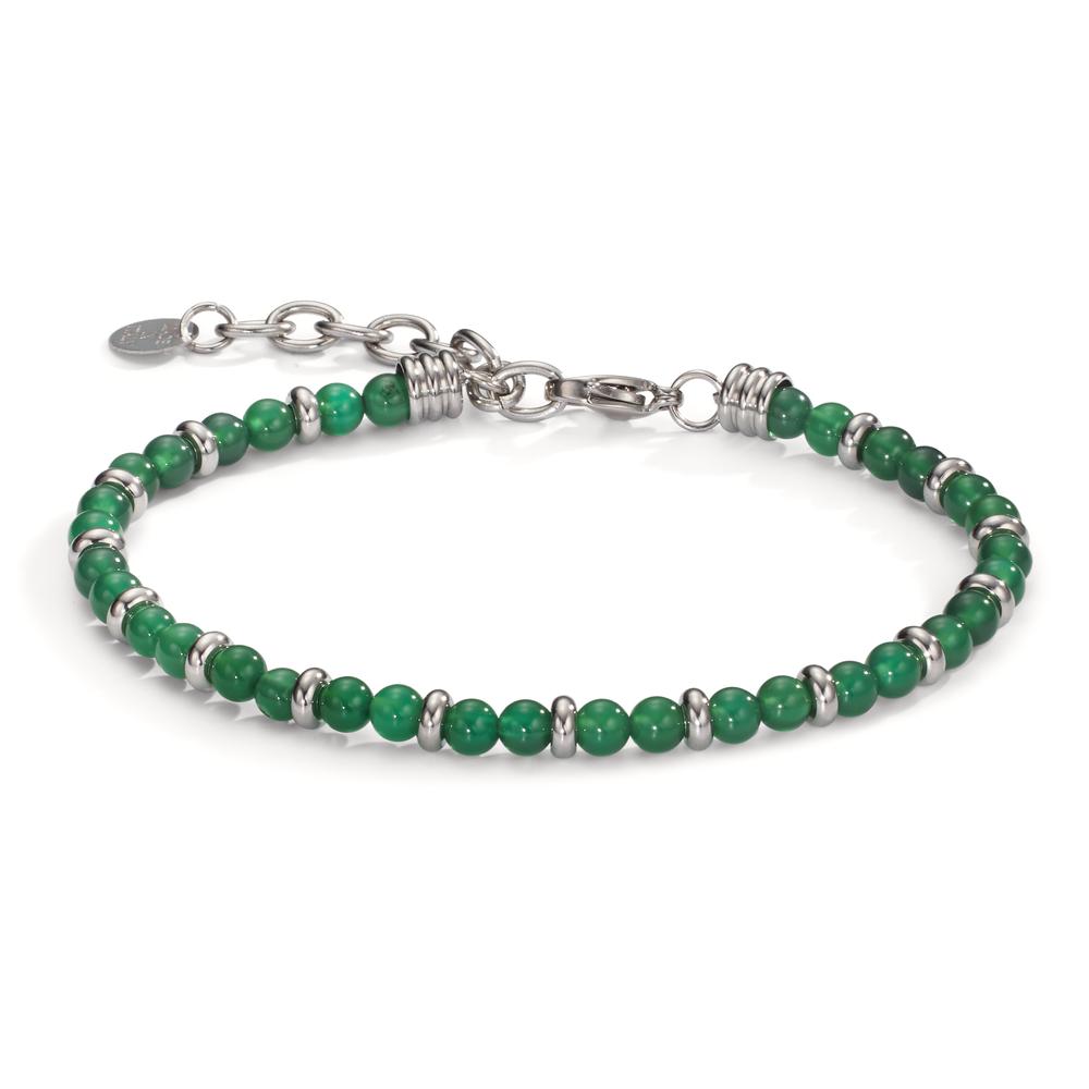 Bracelet Acier inoxydable Agate vert 20-23.5 cm Ø4.5 mm