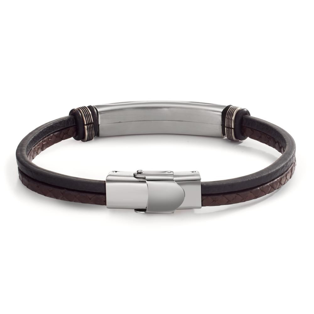 Bracciale con incisione Acciaio inossidabile, Pelle 22 cm