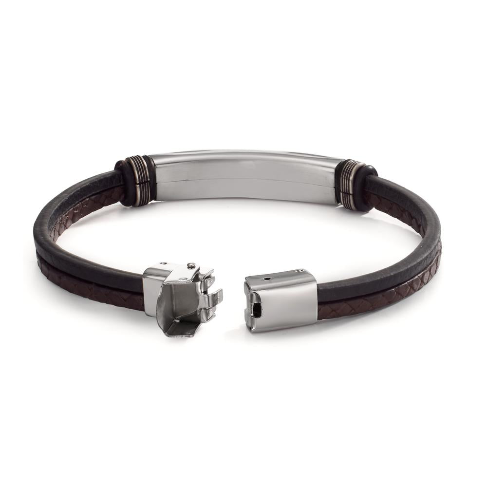 Bracciale con incisione Acciaio inossidabile, Pelle 22 cm