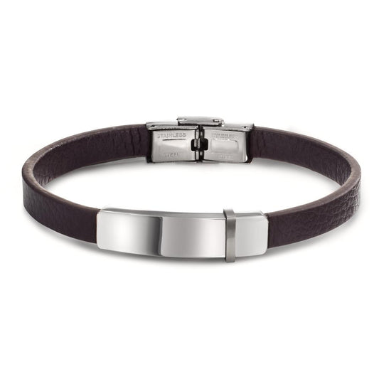 Bracciale con incisione Acciaio inossidabile, Pelle 22 cm