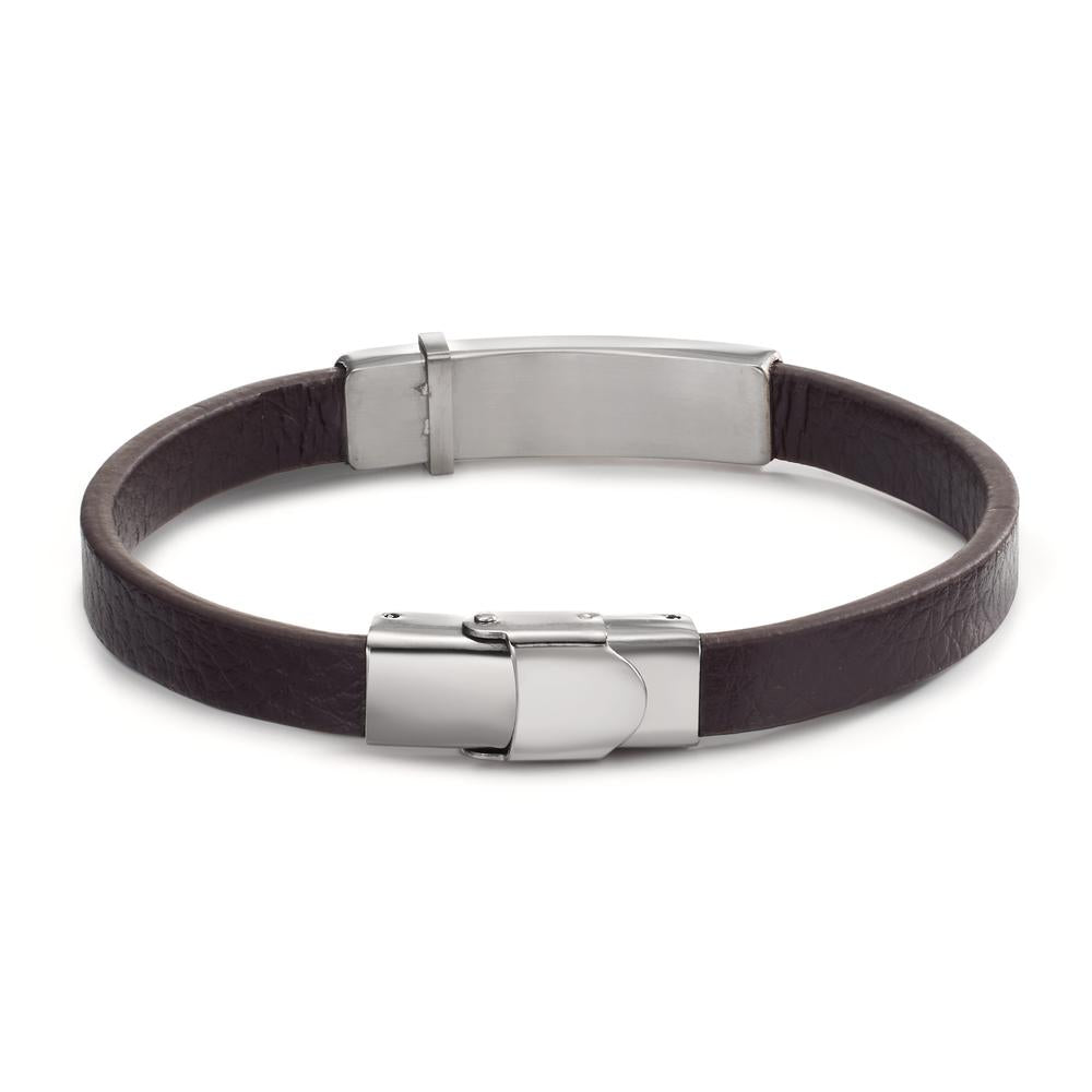 Bracciale con incisione Acciaio inossidabile, Pelle 22 cm