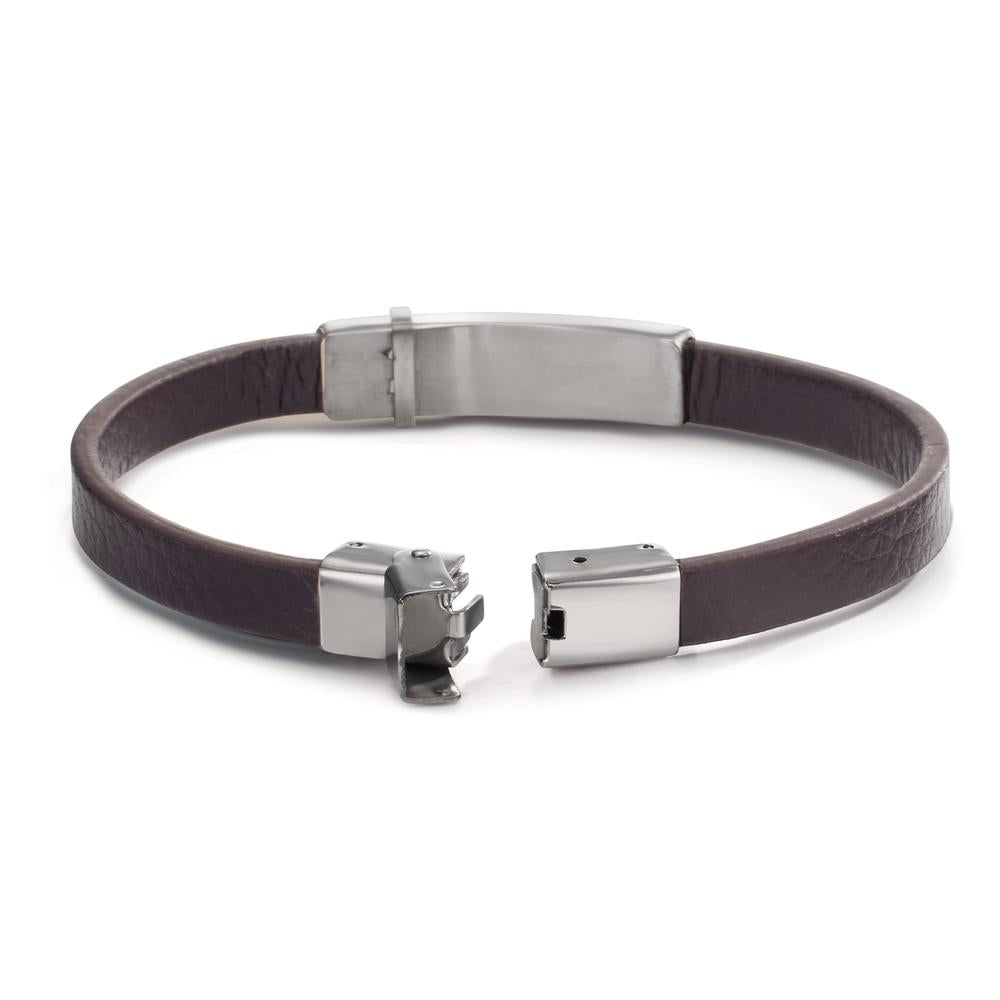 Bracciale con incisione Acciaio inossidabile, Pelle 22 cm