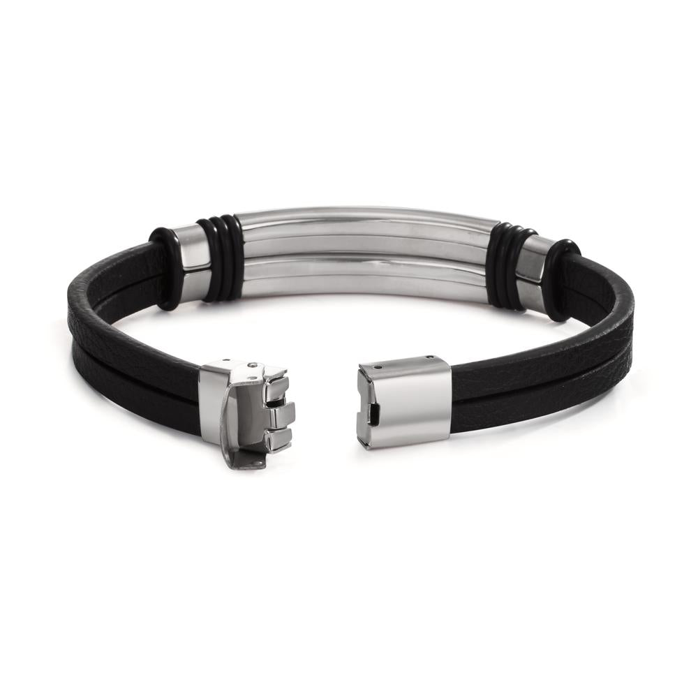 Bracciale con incisione Acciaio inossidabile, Pelle, Gomma 22 cm