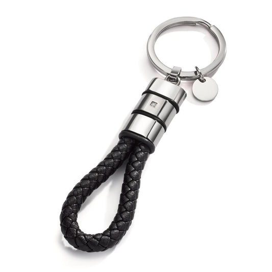 Porte-clés Acier inoxydable, Cuir, Caoutchouc Zircone 11 cm Ø30 mm