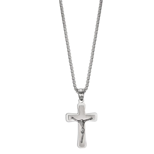 Collier Edelstahl Kreuz verstellbar