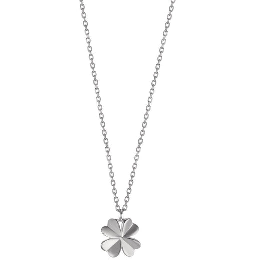 Collier Argent Rhodié Feuille de Trèfle 38 cm