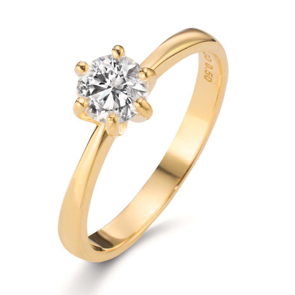 Bague solitaire Or jaune 18K Cultivé en laboratoire de diamant 0.50 ct