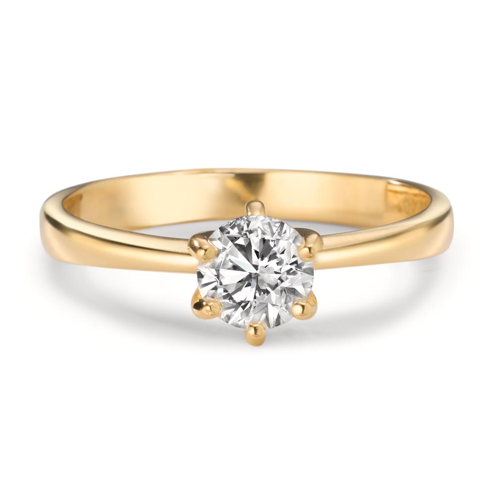 Bague solitaire Or jaune 18K Cultivé en laboratoire de diamant 0.50 ct