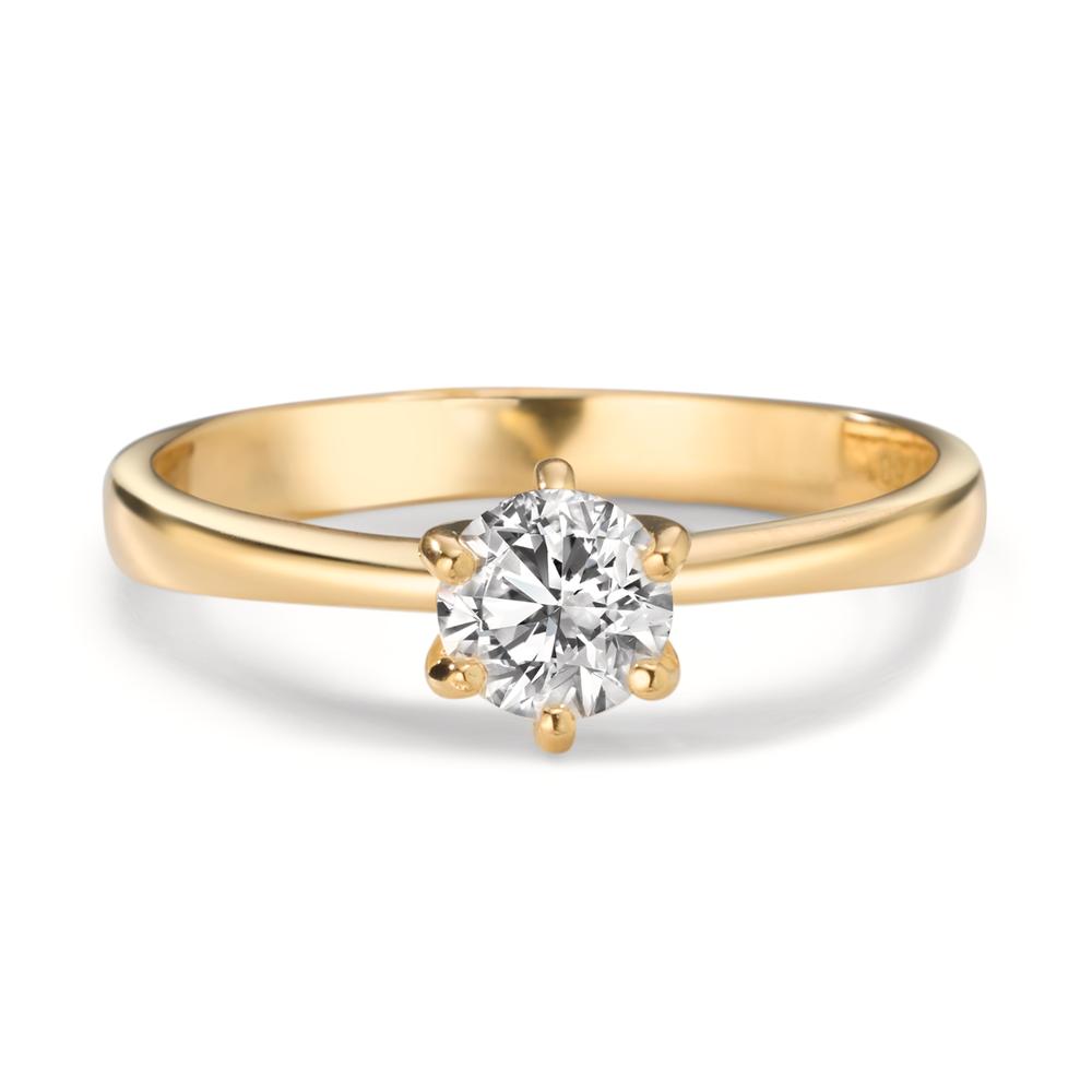 Bague solitaire Or jaune 18K Cultivé en laboratoire de diamant 0.40 ct, w-si