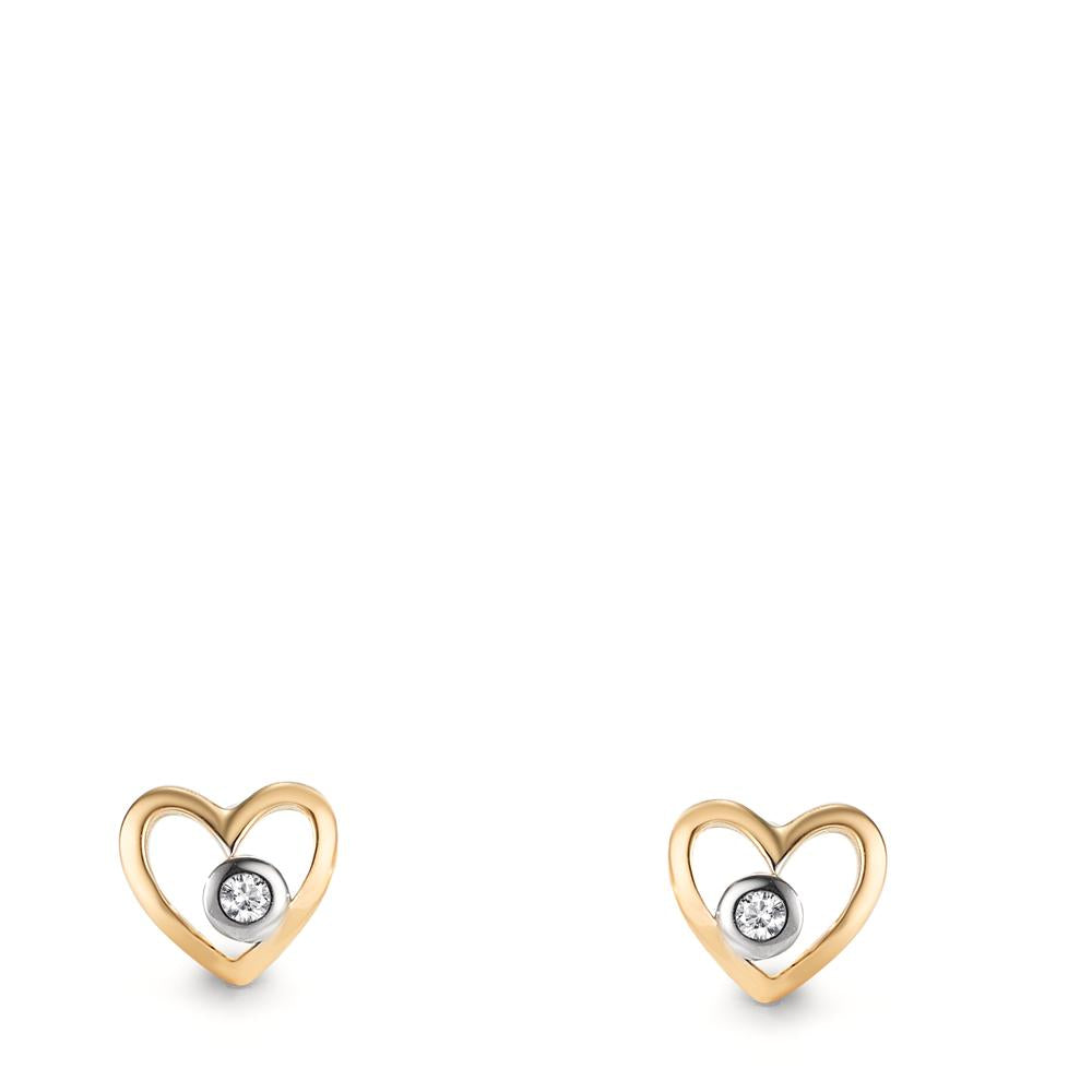 Clous d'oreilles Or jaune 18K Cultivé en laboratoire de diamant 0.02 ct, 2 Pierres Coeur Ø6 mm