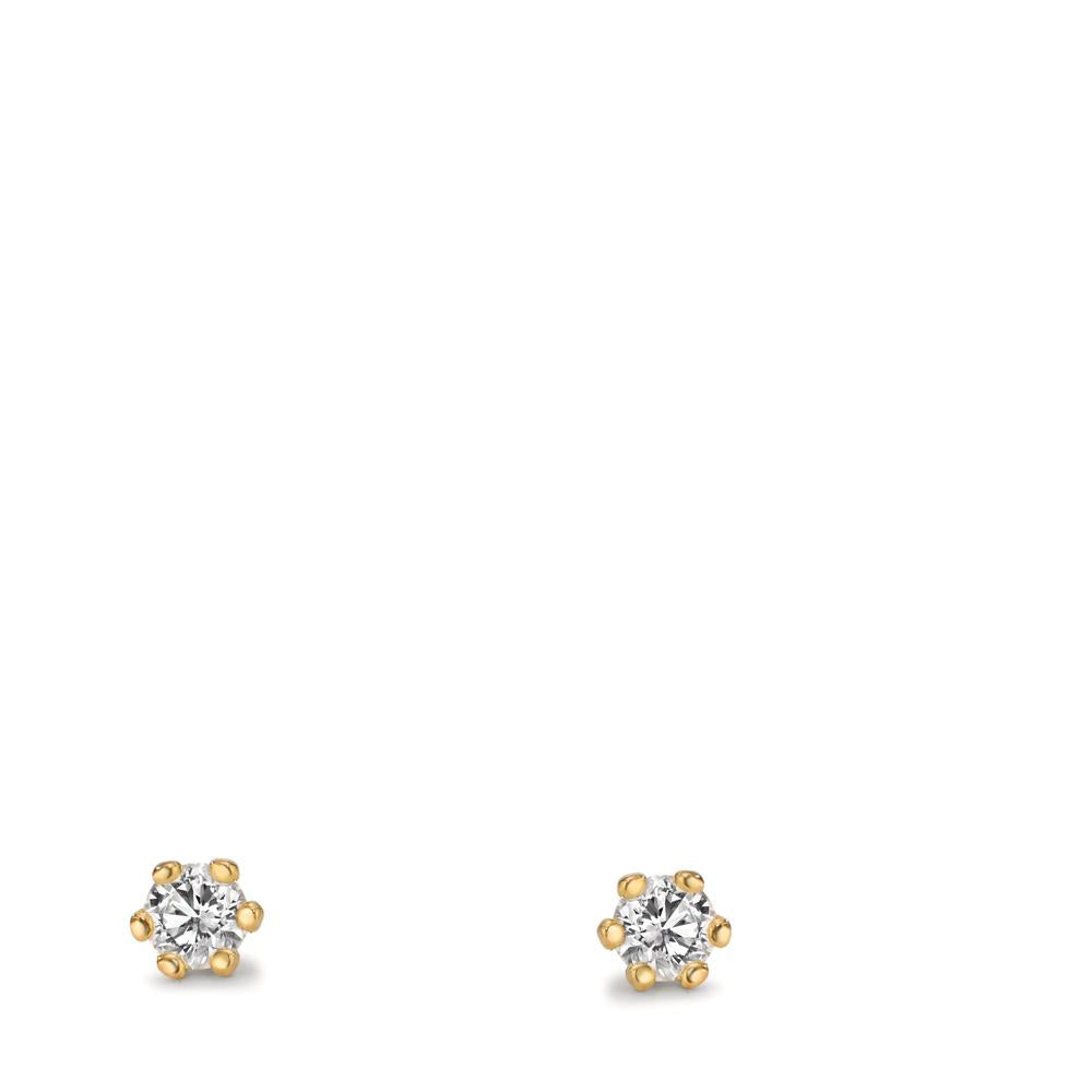 Clous d'oreilles Or jaune 18K Cultivé en laboratoire de diamant 0.18 ct, 2 Pierres Ø3.5 mm